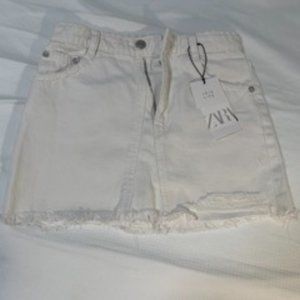 White Denim Mini Skirt